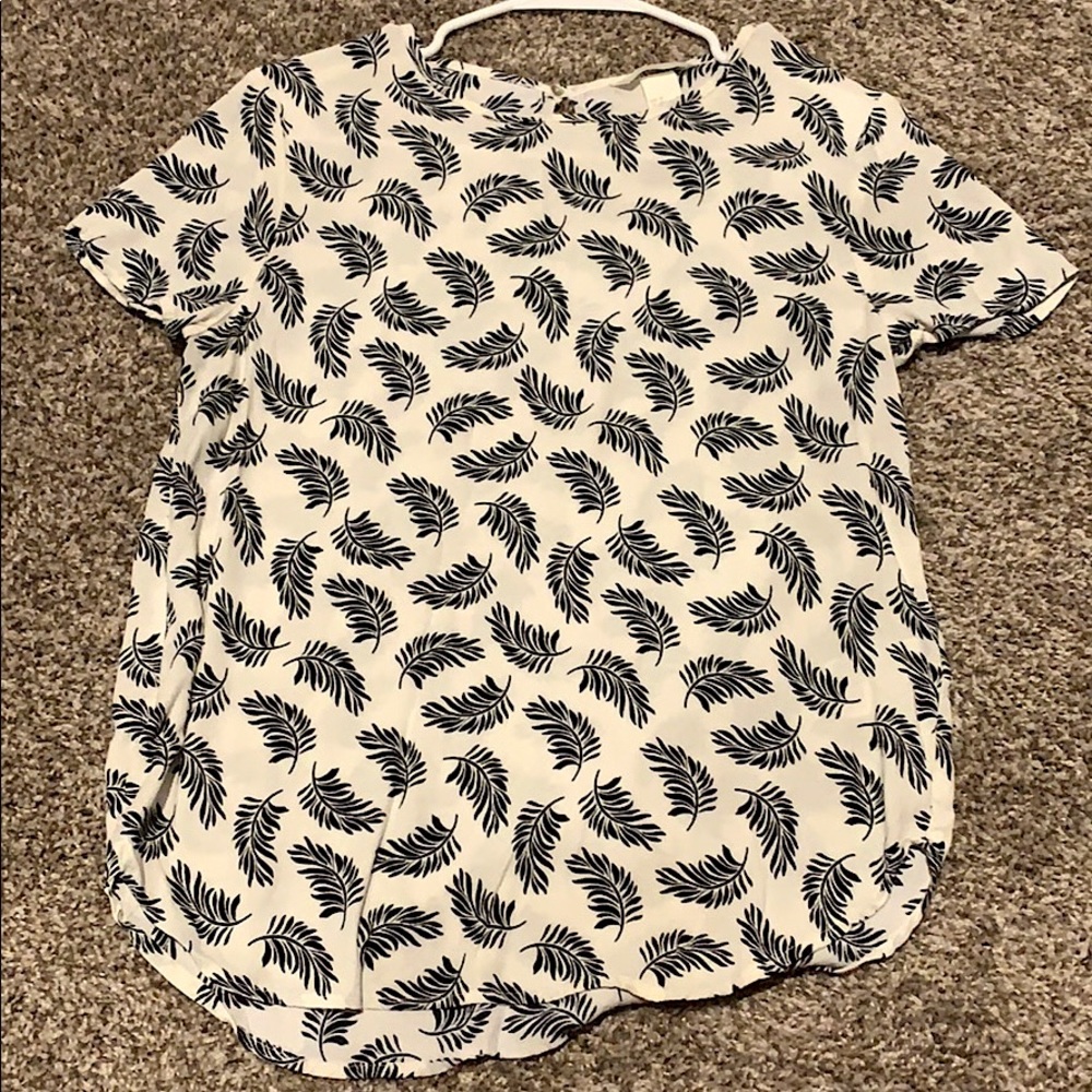 Black and White feathered Blouse